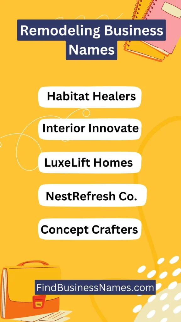 Remodeling Business Names Ideas List