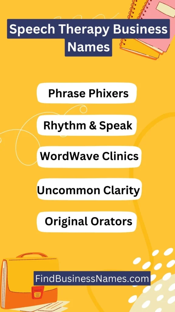 Speech Therapy Business Names Ideas List